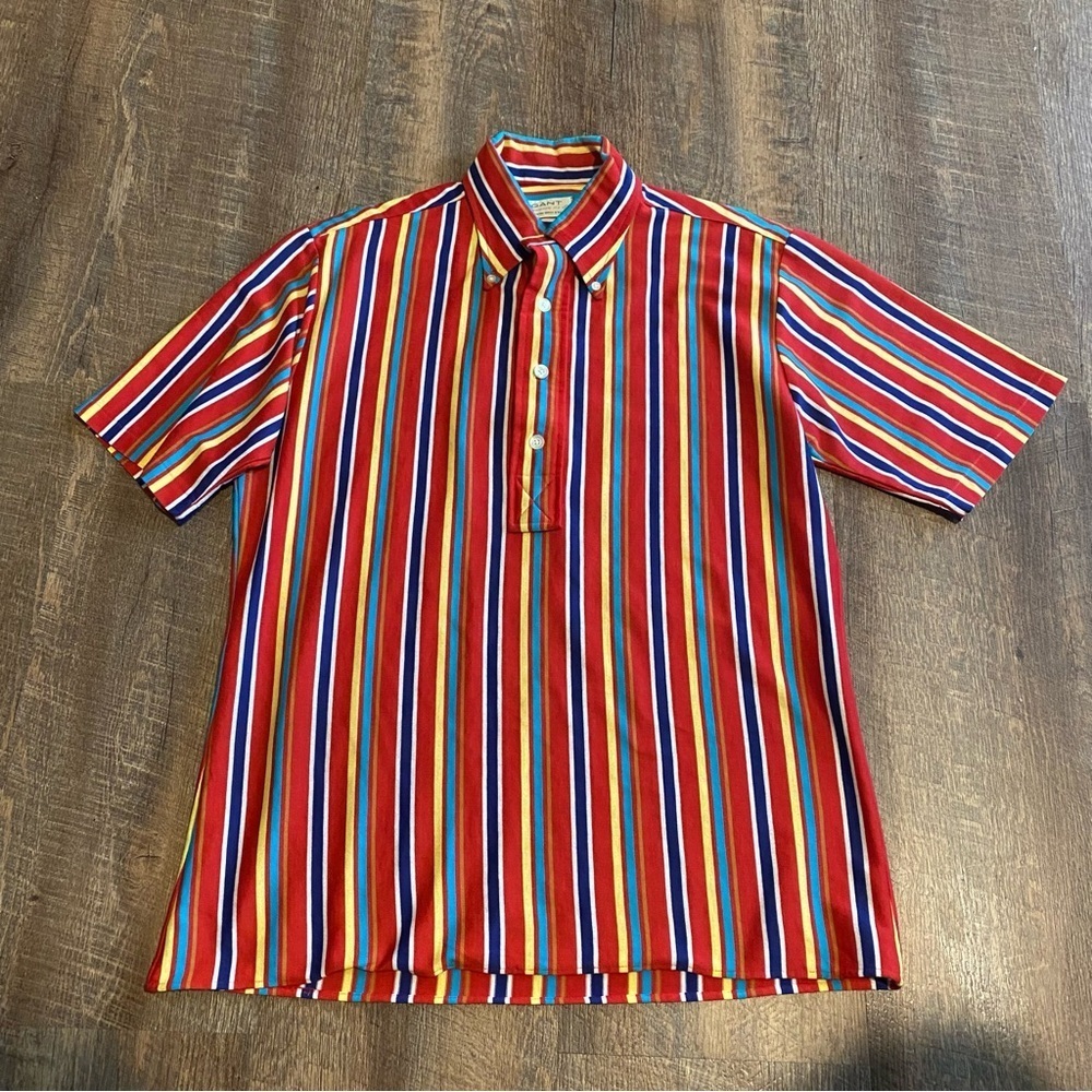 Vintage Gant Multicolor Striped Polo Shirt Size Large